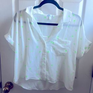 abound sheer blouse with green hearts